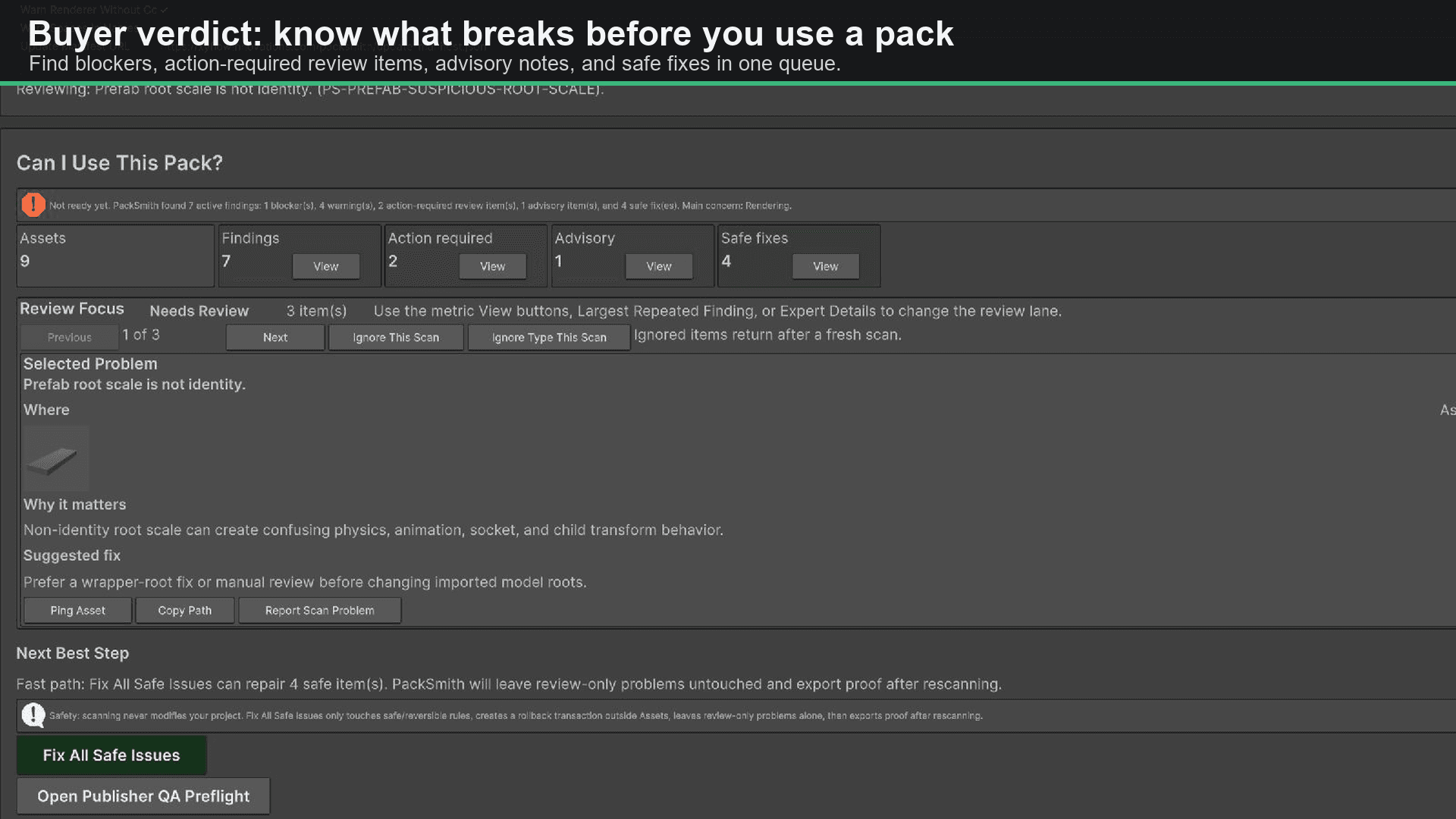 PackSmith buyer verdict screenshot